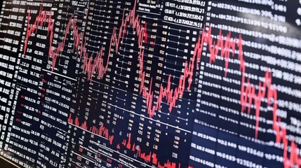 Poster - Stock market data display with financial charts and trading trends