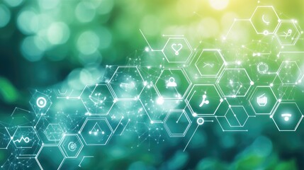 Poster - Abstract Technology Background with Geometric Shapes and Icons