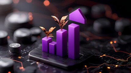 Poster - stylish 3d business chart infographic depicting dynamic financial growth and advanced data visualiza
