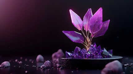 Poster - Exquisite purple business chart growing on dark scene with blank area representing a metaphor for profit and investment