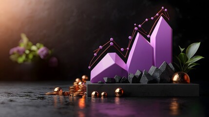 Poster - sleek and modern purple business chart visualization with dynamic data financial growth and trade co