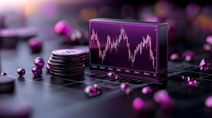 Poster - stunning purple chart graph on dark background showcasing intricate data visualizations and sophisti