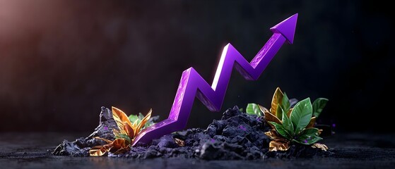 Poster - Elegant and Moody Ascending Purple Line Chart   Captivating 3D Infographic Symbolizing Prosperous Financial Growth and Polished Corporate Data Presentation