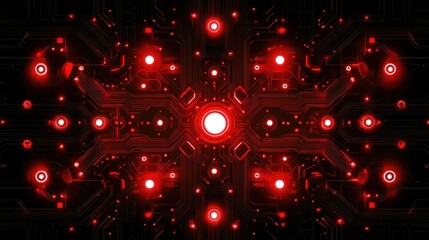 Poster - A futuristic circuit board with glowing red elements, reflecting the power and complexity of modern technology.