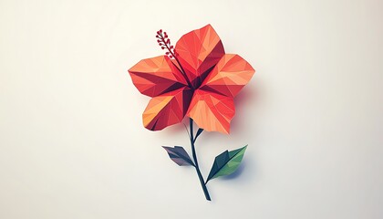 Poster - A stylized, geometric representation of a hibiscus flower in vibrant colors.