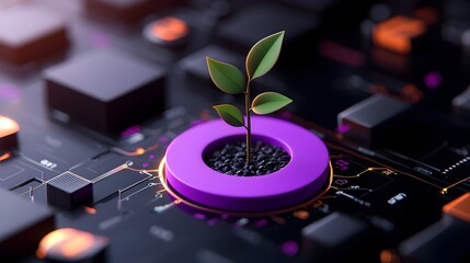 Poster - stylish purple business chart depicting dynamic financial growth metaphor advanced data visualizatio