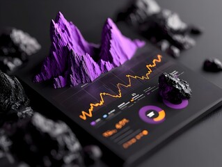 Poster - detailed and sophisticated purple infographic chart showcasing financial data visualization in a moo