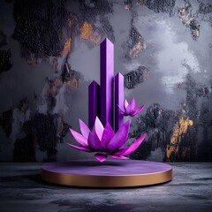 Poster - Futuristic 3D rendered purple infographic graph symbolizing the rise and progress of the economy market expansion and financial growth