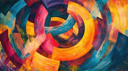 Poster - A vibrant, abstract representation of light, energy, and movement with glowing rectangular shapes swirling in a kaleidoscopic pattern.