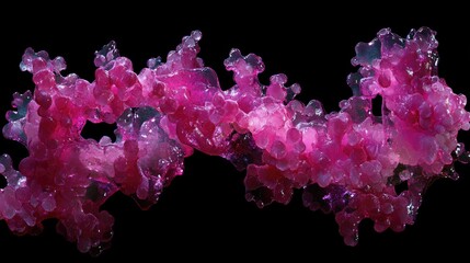 Poster - A vibrant, close-up shot of a pink DNA double helix structure, sparkling with light and energy against a dark backdrop, highlighting its beauty.