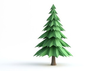 Sticker - A stylized, geometric representation of a green pine tree with a brown trunk.