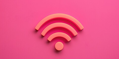 Aufkleber - A pink background features a stylized Wi-Fi symbol in a vibrant coral color, representing connectivity and modern technology.
