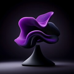 Poster - Captivating violet hued 3D graph chart sculpture with dynamic lines and curves that convey the ebb and flow of economic data within a minimalist shadowy environment