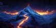 © Aleksandra - Vibrant journey towards mountain peak with glowing path under starry night achieving goals and success