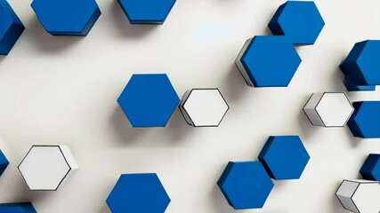 Wall Mural - An abstract blend of white space and blue hexagons that adds a modern touch to your design with playful cartoon textures.