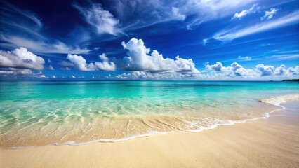 Wall Mural - Sandy beach with crystal clear tropical sea, beach, sand, tropical, sea, ocean, island, paradise, vacation, relaxation