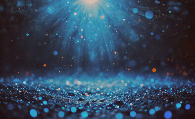 Poster - Blue background with a lot of small dots. The dots are scattered all over the background