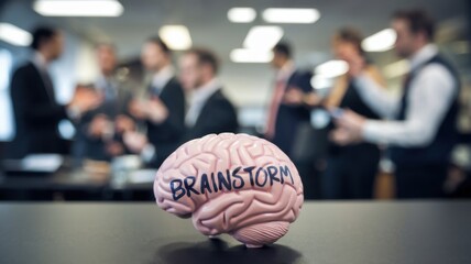 Poster - A pink brain model labeled 