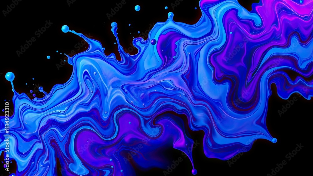 Abstract ink splash background with vibrant blue and purple hues ...