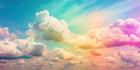 Wall Mural - retro sky with pastel colors and fluffy clouds, nostalgic, vintage, sky, clouds, colorful, pastel, 1