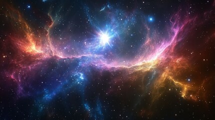 Wall Mural - colorful cosmic nebula swirling with vibrant galaxy clouds glowing stars and stardust supernova expl