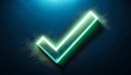 Poster - A glowing green checkmark on a dark background, symbolizing approval or confirmation.