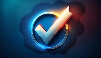 Poster - A vibrant, stylized checkmark icon set against a glowing circular background, symbolizing approval and success.