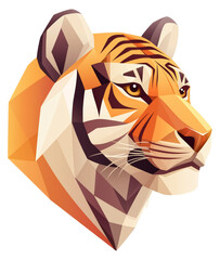 Wall Mural - Stylized representation of a tiger head isolated on transparent background.