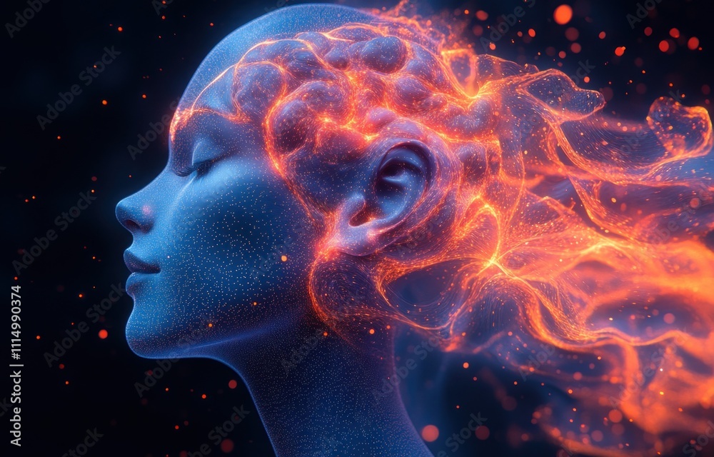 Human Ear and Brain Interconnection Digital Art Representation Stock ...