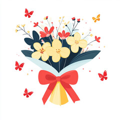 Sticker - A bouquet of flowers wrapped in paper flat il