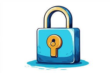 Fototapete - Blue padlock protecting important data and files providing security