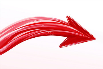 Poster - Red glossy 3d arrow pointing up and right on white background