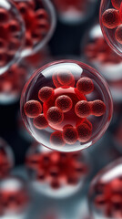 Poster - Red blood cells with hemoglobin flowing through vein