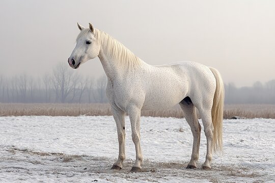 Very high quality white hours on a white background. Generative  Ai