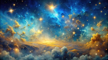 Wall Mural - abstract photo of cosmic dreams in blue and gold colors, cosmic, dreams, blue, gold, abstract, galax