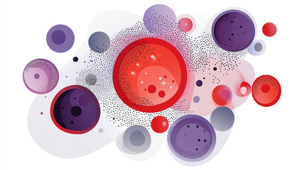 Poster - Red and purple bubbles floating and bouncing creating abstract design