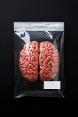 Poster - Human brain preserved in plastic bag for scientific research