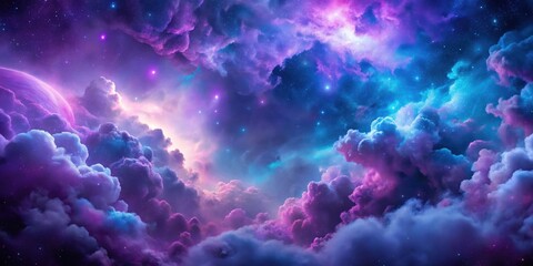 Wall Mural - abstract purple blue cosmic clouds on dark background, cosmic, clouds, abstract, purple, blue, space