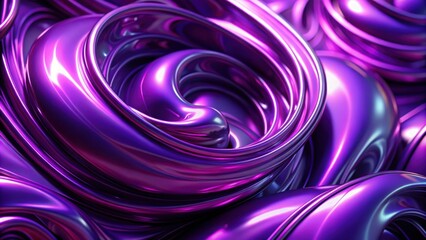 Wall Mural - Abstract render of liquid purple metal loop animation, metallic, abstract, background, purple, liquid, flow, motion, looping