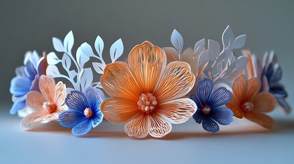 Poster - Beautifully crafted paper crown with intricate cutout patterns placed against a simple uncluttered background for a refined sophisticated look  This headpiece exudes elegance grace