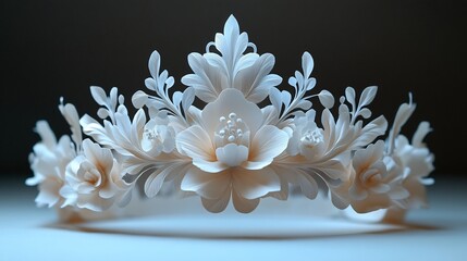Poster - Elegant and minimalist paper crown with delicate intricate cut out patterns and designs placed on a simple plain background for a visually striking and captivating studio shot