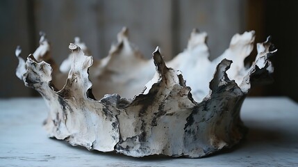 Poster - Textured Paper Crown with Natural Recycled Aesthetic and Rustic Rough Edges  Handcrafted Headpiece Featuring an Eco Friendly Artisanal Design for and Special Occasions