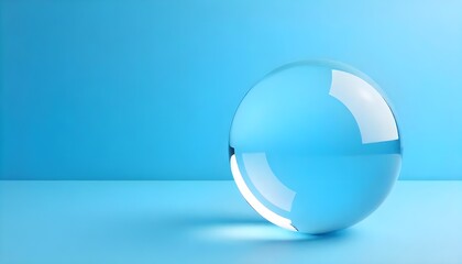 Leinwandbilder - A transparent glass sphere rests against a blue backdrop