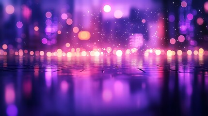 Poster - Abstract night city lights bokeh background. 3D Rendering - Generated AI