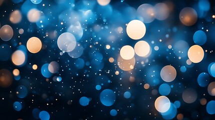 Poster - Abstract blue bokeh background. Christmas and New Year concept. - Generated AI