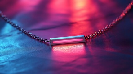 Poster - Elegant and Understated Silver Necklace with a Simple Bar Charm Positioned on a Soothing Pastel Background to Showcase its Refined Contemporary Design