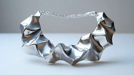 Aufkleber - Elegant silver necklace with minimalist geometric shapes displayed against a clean white background highlighting the contemporary and sophisticated design of the jewelry piece