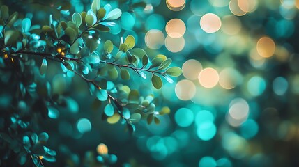 Poster - Bokeh background with bokeh defocused lights and branches. - Generated AI
