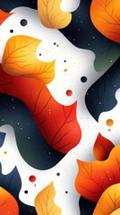 Poster - Botanical illustration of a vibrant garden with rounded buds and bouncy leaves in diagonal rhythm