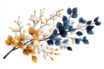 Poster - Create a botanical fantasy with plump flower buds and leaf clusters in a soft pastel palette nature floral art asymmetrical design whimsical concept